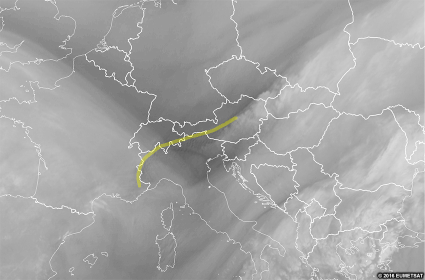 EUMETSAT water vapour over Europe, 0000 UTC 24 Feb 2016