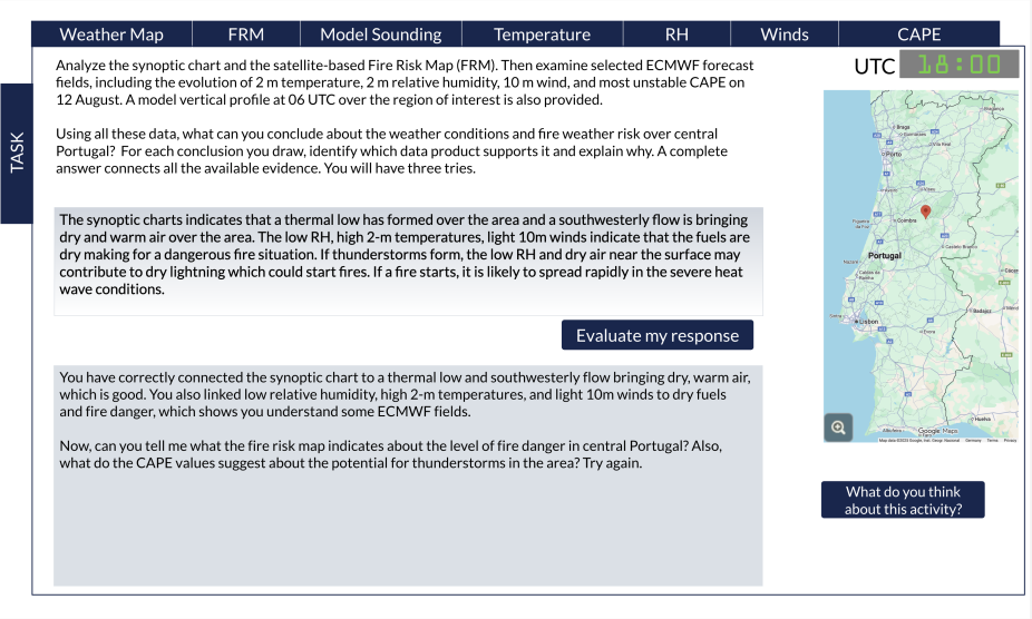 A screenshot showing how the AI coach interacts with a learner's response.