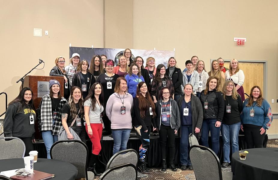 A group photo of women storm chasers. 