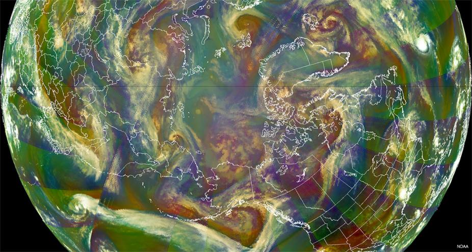 A photo showing the earth using air mass RGB