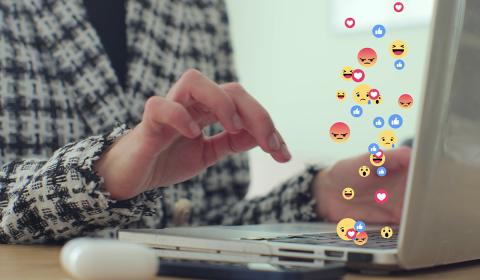 A photo of a person using social media