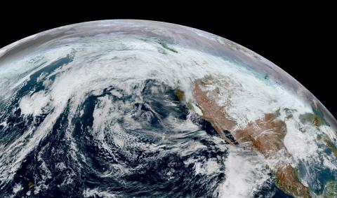 A satellite image showing the Earth from space