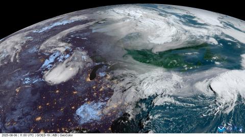 A satellite image showing the Earth from space